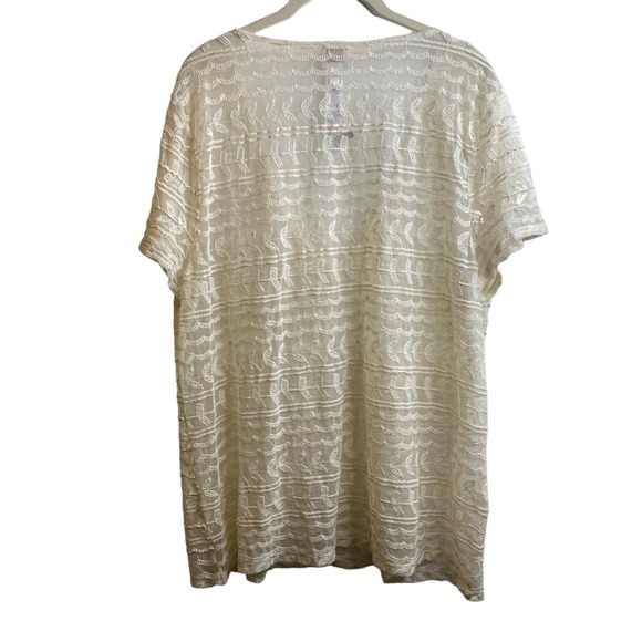 Chico’s NWT Sheer Embroidered Beaded Cream V-Neck Blouse Womens Large - Picture 2 of 11